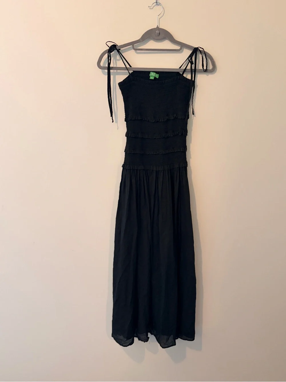 J. Crew Black Smocked Maxi Dress with Ruffle Tiers